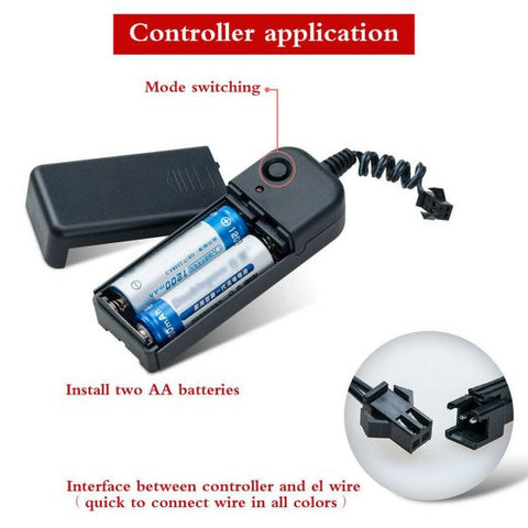 5M Neon Lights Battery Operated Luminescent Neon LED Lights 4 Light Modes Glow EL Wire DIY Car Decoration Party Strip Rope