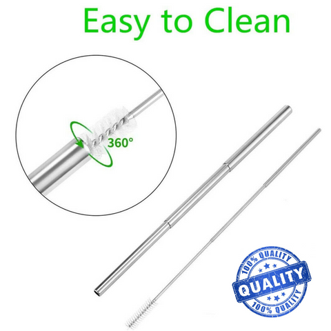 5 sets Reusable Collapsible Stainless Steel Straws Metal Straw+Brush Value Set