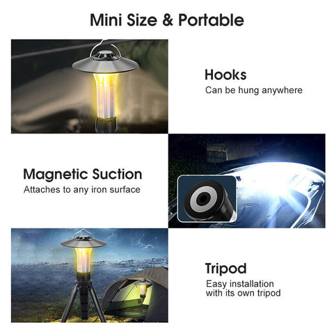 USB Rechargeable Lanterns Portable Hanging Lamp Camping Lights Mini Tent Light