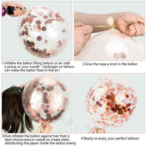 AU 20pcs Rose Gold Confetti Balloons For Birthday Marriage Party Decoration GIFT