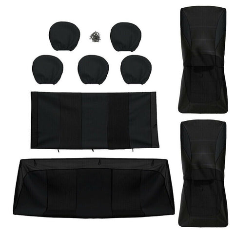5PCS Universal Car Seat Covers Front Rear Back Head Rest Full Set