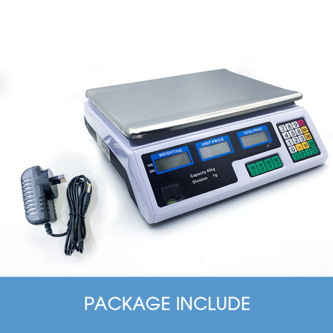 Kitchen Digital Electronic Scale 40KG Commercial Shop Weight Scales Food White