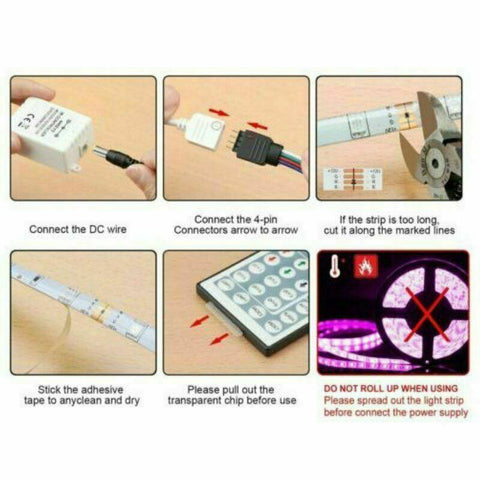 5M RGB 5050 LED Strip light SMD 44 Key Waterproof Remote 12V AU Power Full Kit