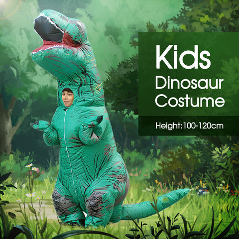 Child Inflatable Trex Dinosaur Costume Kids Boys Jurassic Blow Up T-Rex Green