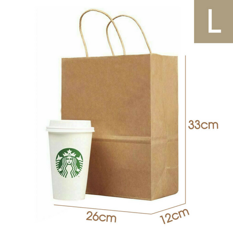 50 x Bulk Kraft Paper Bags Gift Shopping Carry Craft Brown Bag with Handles AU