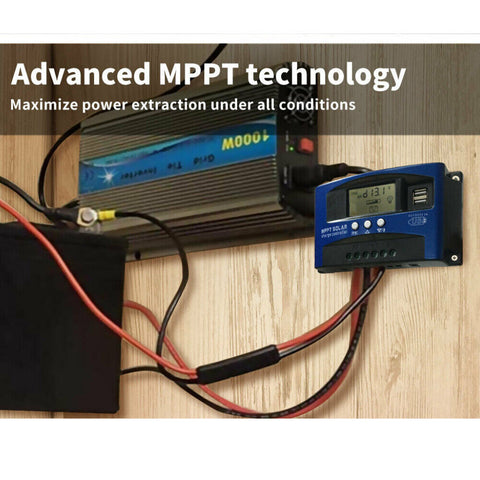 30/40/50/100A Solar Panel Charge Controller 12V 24V Regulator Auto Dual USB Mppt