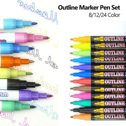 8/12/24 Color Multicolored Super Squiggles Outline Marker Pen Set Painting Art