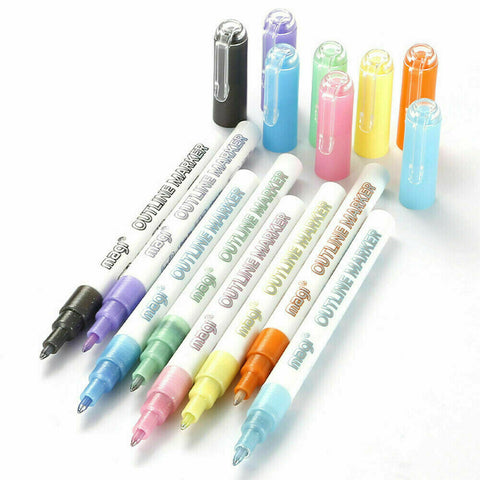 8/12/24 Color Multicolored Super Squiggles Outline Marker Pen Set Painting Art
