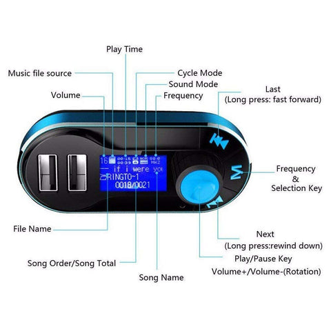Bluetooth Radio Car Wireless FM Transmitter Dual USB Charger MP3 Music Player