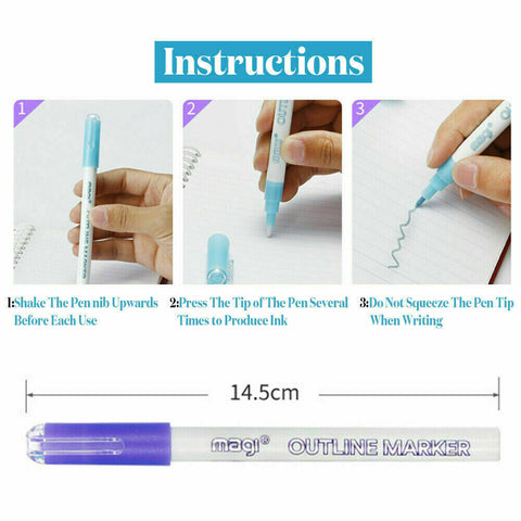 8/12/24 Color Multicolored Super Squiggles Outline Marker Pen Set Painting Art