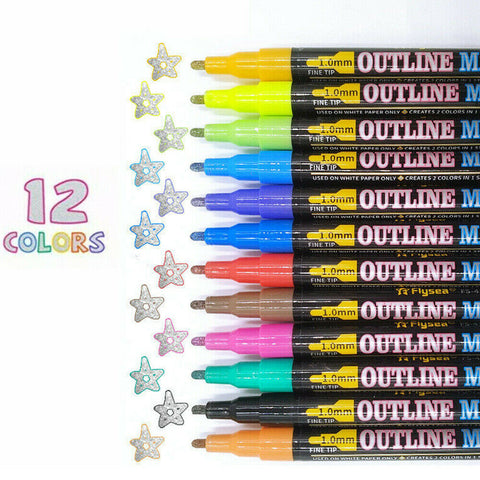 8/12/24 Color Multicolored Super Squiggles Outline Marker Pen Set Painting Art