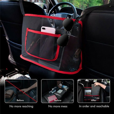 Upgraded Car Net Pocket Handbag Mesh Holder Purse Organizer Seat Side Storage