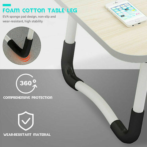 Laptop Stand Table Foldable Desk Computer Study Bed Adjustable Portable Cup Slot