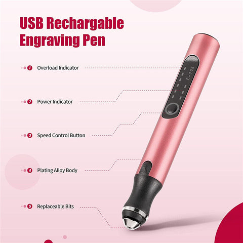 Electric Micro Engraver Pen Tip Engraving Cordless Metal Jewelry Wood Glass Tool