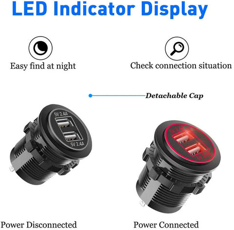 12-24V 2 USB Charger Power Socket Plug Car Boat Outlet 4.2A Adapter Waterproof