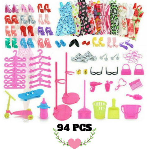 70/94pcs Barbie Doll Clothes Accessories Huge Lot Party Gown Outfits Girl Gift