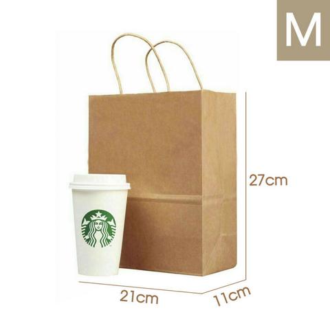 50 x Bulk Kraft Paper Bags Gift Shopping Carry Craft Brown Bag with Handles AU