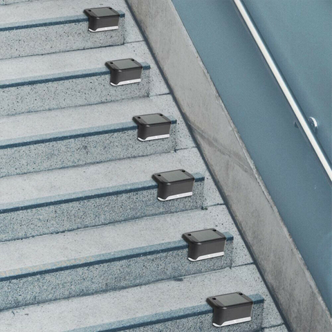 4/8pcs Outdoor Solar LED Deck Lights Garden Pathway Stairs Step Fence Lamps