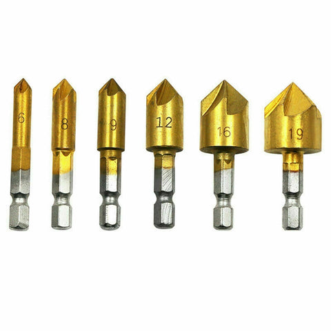 6pcs Countersink Drill Bit Crosshole Cutting Tool Drill Bits Metal Drilling AU