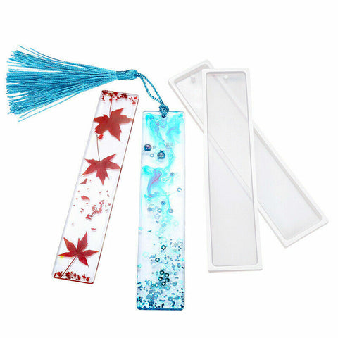 5pcs Rectangle Silicone Bookmark Mold DIY Epoxy Resin Craft Mould Making Tool AU