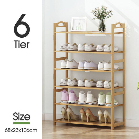 3 4 5 6 Tier Layer Shoe Rack Bamboo Wooden Shelf Stand Storage Organizer