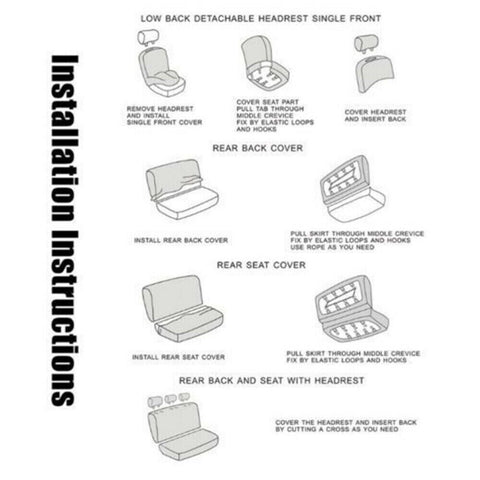 5PCS Universal Car Seat Covers Front Rear Back Head Rest Full Set