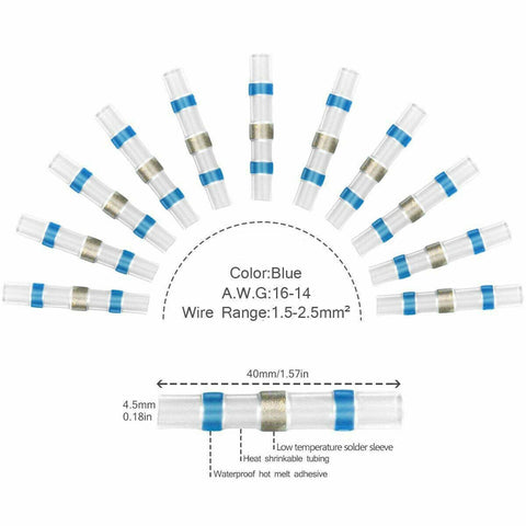 800x Solder Seal Sleeve Heat Shrink Butt Wire Connectors Terminals Waterproof AU