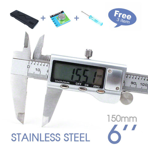 Stainless Steel Electronic Digital LCD Vernier Caliper Micrometer New 150mm 6''