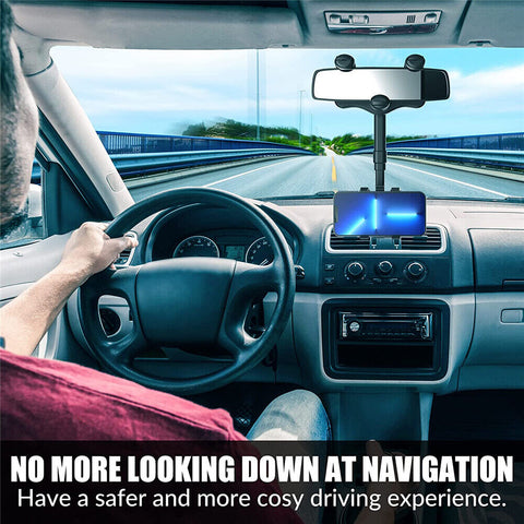 360°Car Rear View Mirror Mount Holder Retratable GPS Stand Universal for iPhone