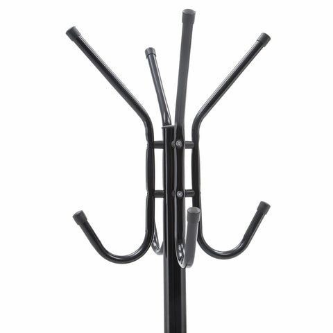 12 Hook Coat Hanger Stand 3-Tier Hat Clothes Rack Metal Tree Style Storage Black
