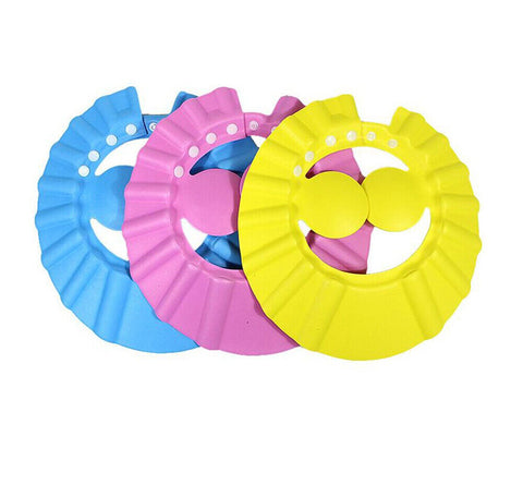 ADJUSTABLE BABY SHOWER CAP CHILDREN BATH HAT SHAMPOO SHIELD WASH HAIR EAR COVERS