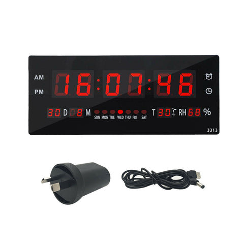 Digital Large Big Jumbo LED Wall Desk Alarm Clock With Calendar Temperature AU