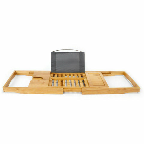 Bathtub Rack Over Expandable Bamboo Bath Caddy Book iPhone Wineglass Holder