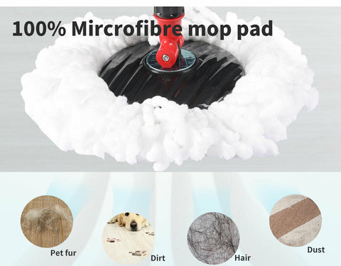 360° Spin Mop Bucket Set Stainless Steel Rotating Wet Dry Microfiber