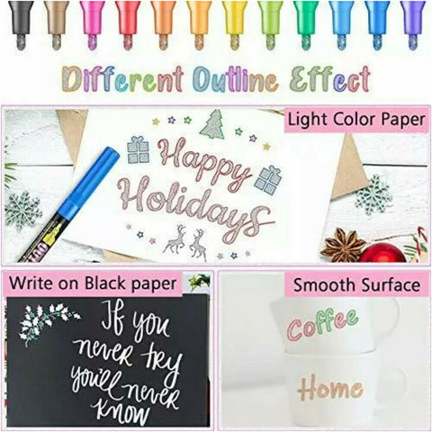 8/12/24 Color Multicolored Super Squiggles Outline Marker Pen Set Painting Art