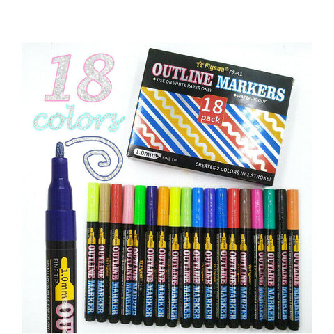 8/12/24 Color Multicolored Super Squiggles Outline Marker Pen Set Painting Art