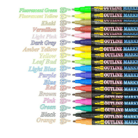 8/12/24 Color Multicolored Super Squiggles Outline Marker Pen Set Painting Art