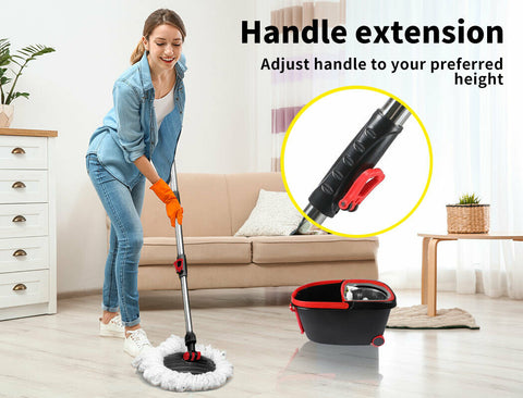 360° Spin Mop Bucket Set Stainless Steel Rotating Wet Dry Microfiber