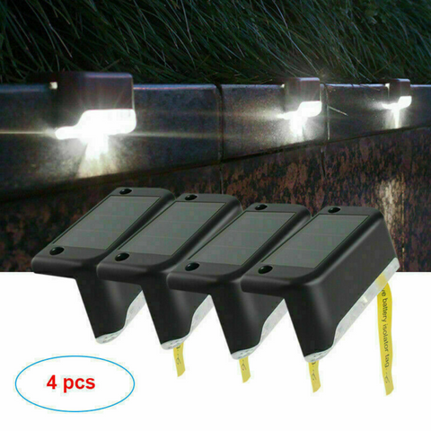 4/8pcs Outdoor Solar LED Deck Lights Garden Pathway Stairs Step Fence Lamps