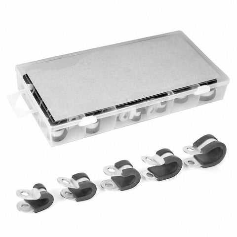 Set 42X EPDM Rubber Lined P Clips Cable Hose Pipe Clamps Holder Air Clip Clamp