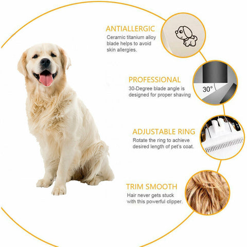 Electric Dog Clipper Comb Set Hair Trimmer Blade Cat Pet Grooming Horse Cordless