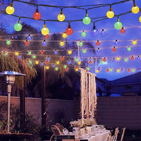50LED Solar Globe String Fairy Light Outdoor Festoon Party Garden Tree Decor AU