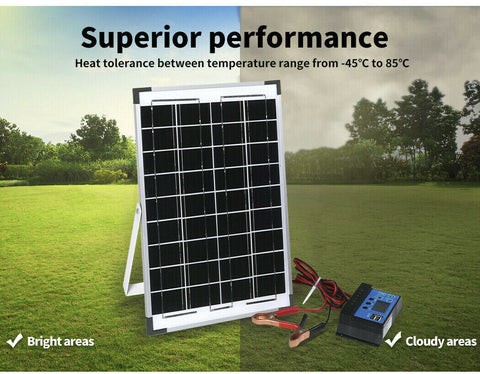 Solar 12V 10W Panel Kit MONO Caravan Home Regulator RV Camping Power Charging