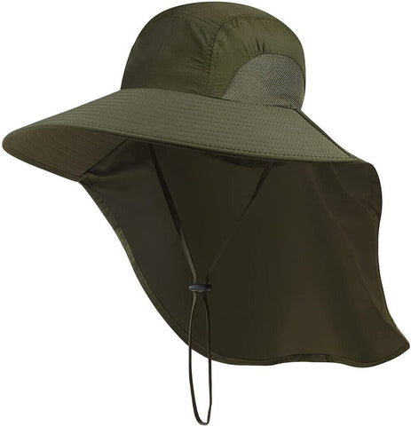 Unisex Wide Brim Sun Bucket Flap Hat UV Neck Protection Foldable Fishing Cap AU