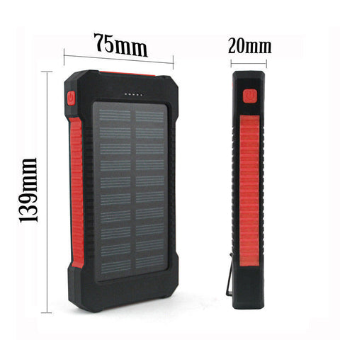 50000mah Dual USB Solar Power Bank Portable External Battery Phone Charger AU