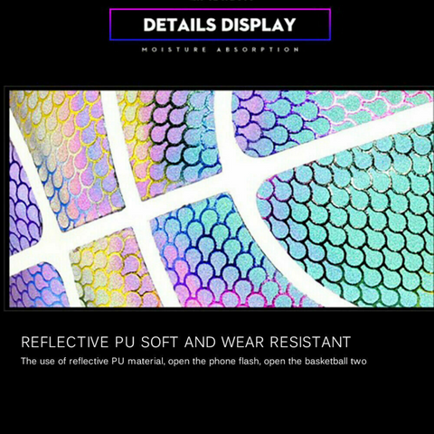 Holographic Glowing Reflective Basketball Luminous Flashing for Night Sport