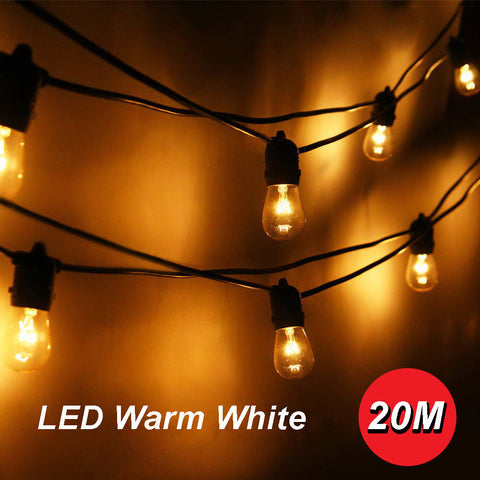 20m LED Bulb String Lights Fairy Party Christmas Wedding Party In/Outdoor Decor