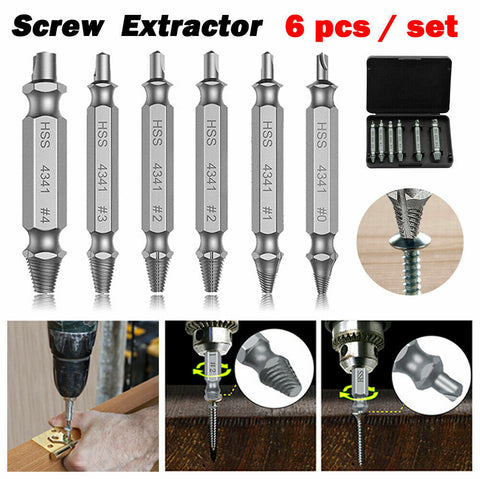 6x Damaged Screw Extractor Easy Out Broken Drill Bit Remover Kit Speed Out New