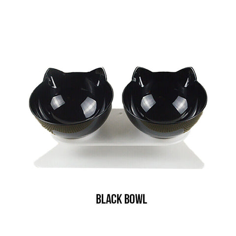 Double Elevated Cat Dog Pet Bowl Feeder Food Water Raised Lifted Stand Bowls
