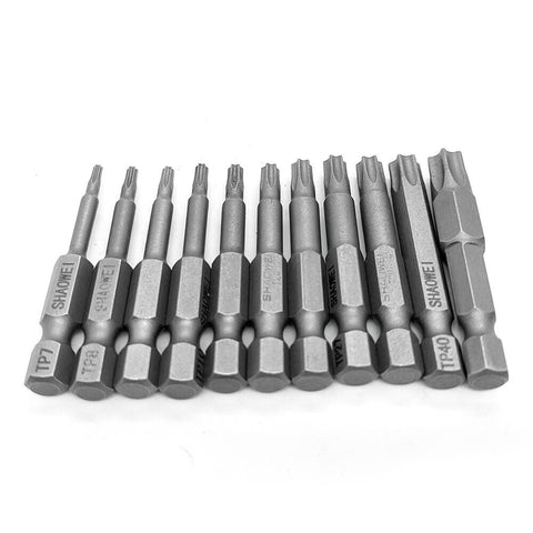 Torx Head Screw Driver Bit Set 11pc Hex Long Shank Impact Power Tamper Proof